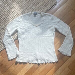 Ann Taylor Cashmere Scalloped Knit Top